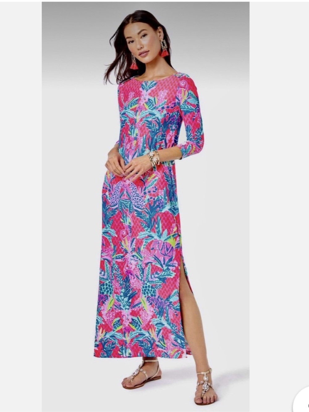 Lilly Pulitzer Seralina Maxi Dress Ruby Red Herd You Coming Size M